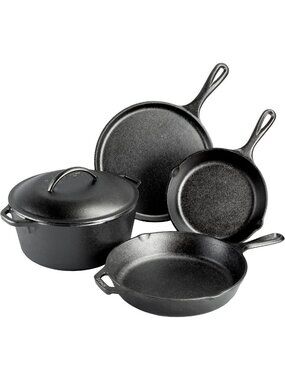 Lodge Cast Iron 5-Piece Set, PFAS-Free Pre-Seasoned Kitchen Set